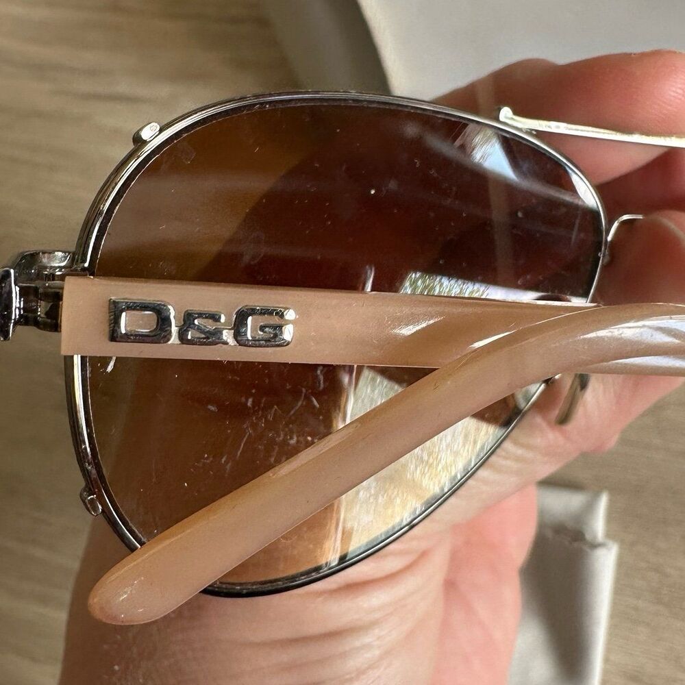 Dolce & Gabbana Sunglasses 6047 319/2L Aviator Metal Tan Brown Lens & Case - Picture 4 of 11